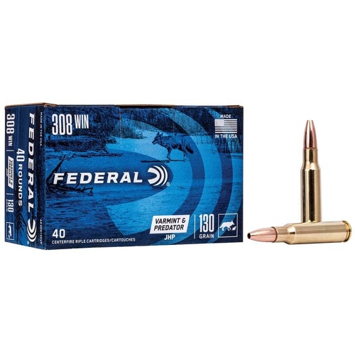 Federal Varmint & Predator 308 WIN 130GR Hollow Point 40pk