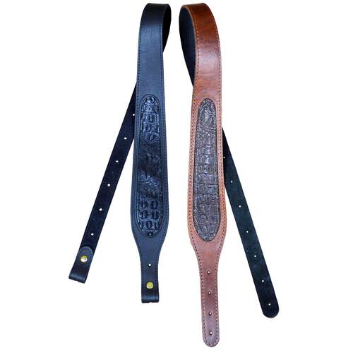 Colonial Leather Tapered suede backed cowhide sling w/croc print inlay 50mm Black