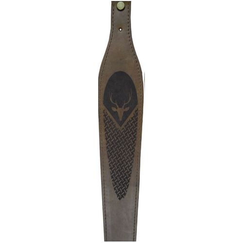 Tapered, Suede Backed and Stitched Boot Leather Sling 60mm - Laser Etched Deer