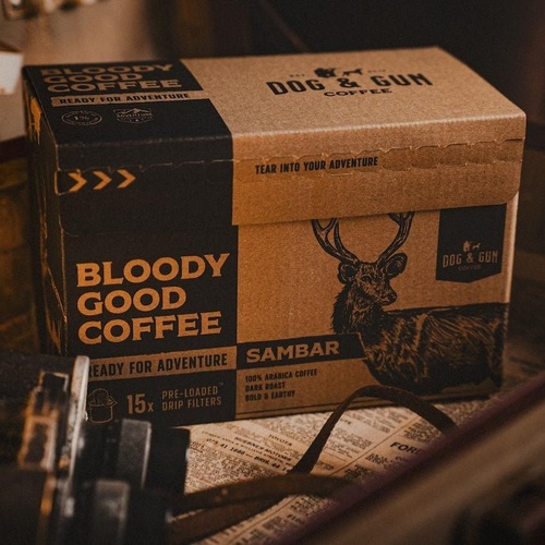 Dog and Gun Pre-Loaded Drip Filters-15 packs Sambar Dark Roast