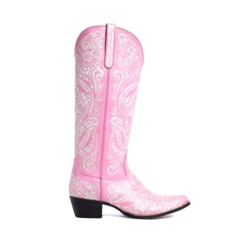 MYRA Valentina Trail Hand-tooled Boots in Pink Sz6